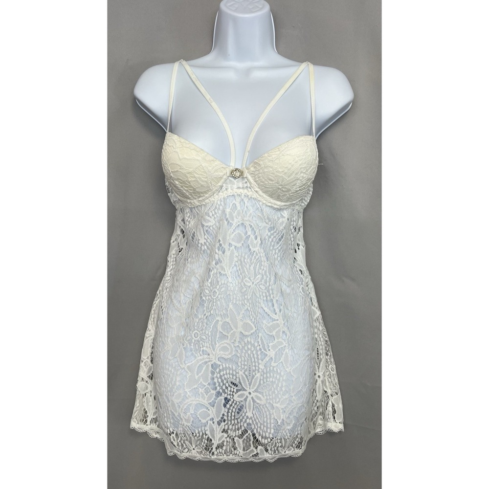 seductive wear by cinema etoile Babydoll White Lace Sz Small